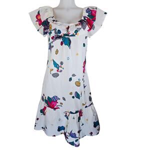 Hilo Hattie Floral Ruffle Bottom Hawaiian Women's Dress Small